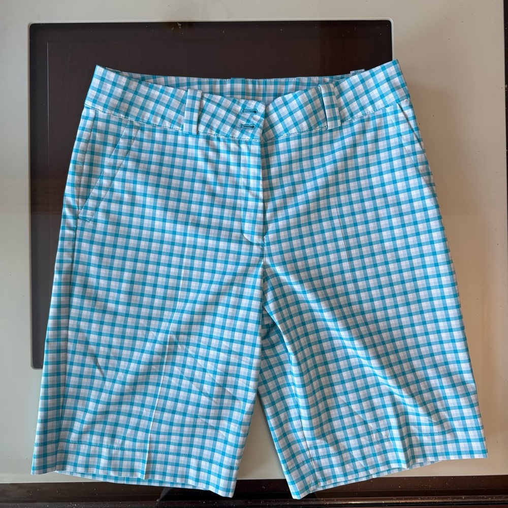 Nike Teal and White Plaid Men's Shorts